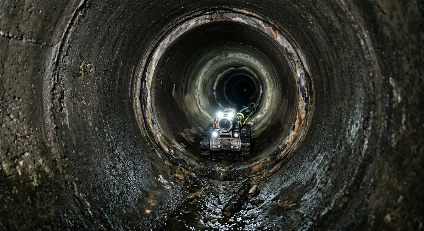 Robotic sewer camera inspecting pipe interior for Sewer Line Repair in Sinton
